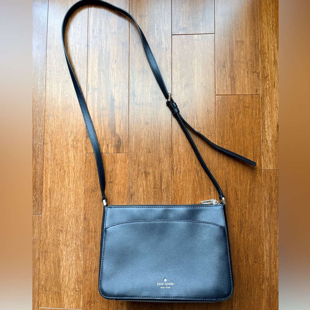 Kate Spade New York Adel Medium Top Zip Crossbody - Black Leather - Picture 2 of 5